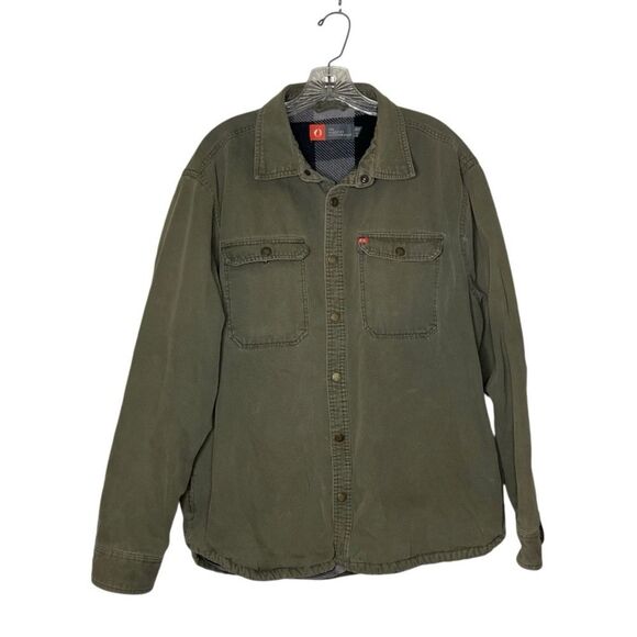 THE AMERICAN OUTDOORSMAN Green Jacket Shacket Cotton Canvas Fleece Lined Size XL - Picture 1 of 10